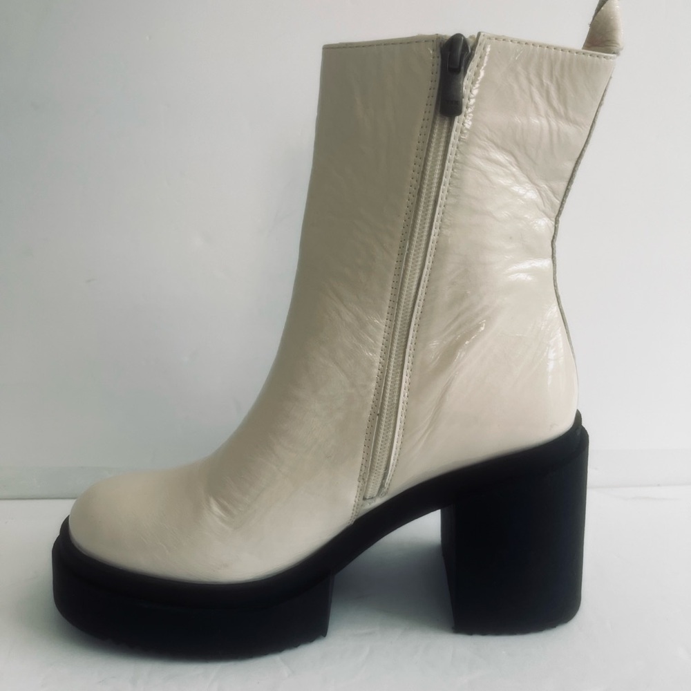 Steve Madden $140 Sawyer Patent Leather Block Heel Platform Boots Size 9.5US NEW - Picture 9 of 13
